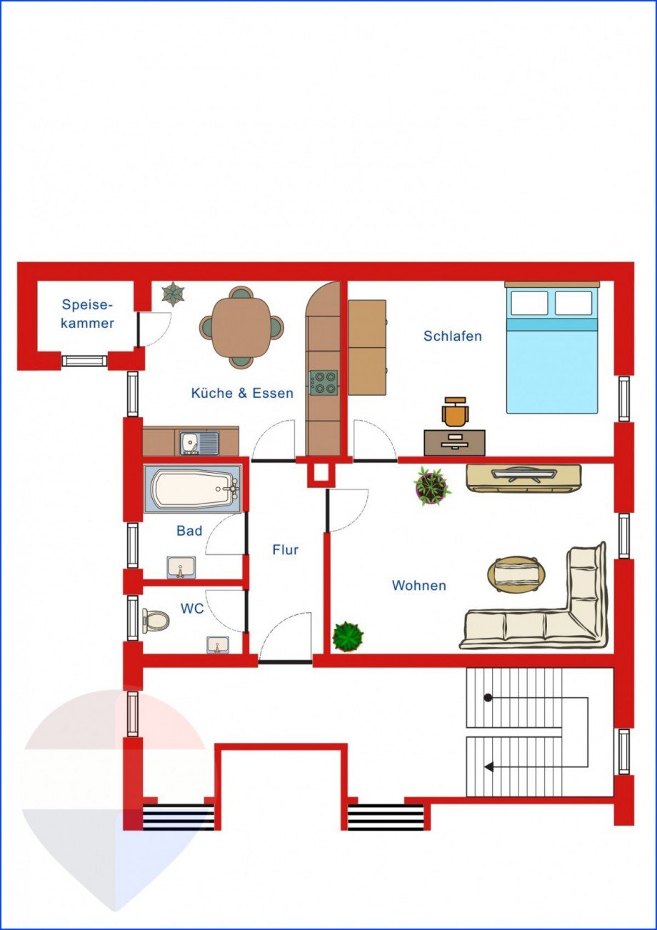 Grundriss 2 ZI Miete 1018-SI18-0206 Etagenwohnung Schongau